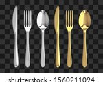 golden and silver fork  knife...