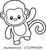 cute monkey coloring page... | Shutterstock .eps vector #1713993034