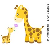 cute giraffe with baby on white | Shutterstock .eps vector #1724316811