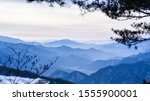 Small photo of the sea of cloud, beautiful view, the top of the mountain, white snow, a lofty peak and a steep mountain ridge