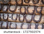 Old Rusty Horseshoe On A Wooden ...