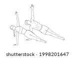woman and man in side plank... | Shutterstock .eps vector #1998201647