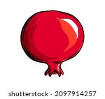 pomegranate fruit side view.... | Shutterstock .eps vector #2097914257