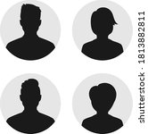 black pack of silhouette avatars | Shutterstock .eps vector #1813882811