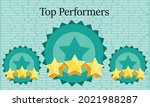 Top Performers. High Performing Employees. Congratulations, Winners, Top three winners, Recognition. Vector Illustration showing star performer placeholders, stars, 3d stars. 