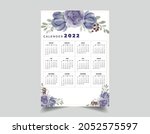 2022 calendar with watercolor... | Shutterstock .eps vector #2052575597
