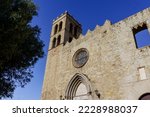 Girona, Spain-October 12, 2022. The parish church of Santa Maria de Blanes is a Gothic building that was built between 1350 and 1410. Blanes in the Catalan region of La Selva. Spain