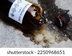 Small photo of hydrochloric acid are leaking on the floor, chemical in the laboratory and industry, Chemicals used in the analysis or raw materials for production