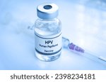 Small photo of HPV vaccine in a vial, immunization and treatment of infection, scientific experiment