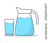 Water In Glass And Jug Vector...