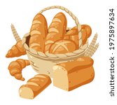 Delicious Bread Basket Vector...