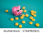 piggy bank surrounded by coins. ... | Shutterstock . vector #1766982821