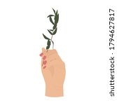 woman's hand holds a branch... | Shutterstock .eps vector #1794627817