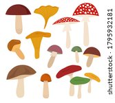 set of 14 vector mushrooms... | Shutterstock .eps vector #1795932181