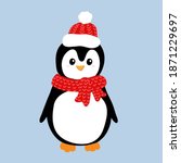 Cute Penguin In Knitted Red...