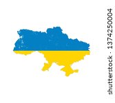ukraine country silhouette with ... | Shutterstock . vector #1374250004