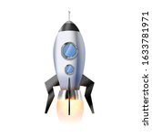 cute cartoon rocket with... | Shutterstock . vector #1633781971