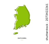 South Korea Outline Map with Green Colour. Modern Simple Line Cartoon Design - EPS 10 Vector