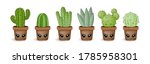 set of vector cactus in kawaii... | Shutterstock .eps vector #1785958301
