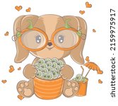 cartoon dog with pumpkin... | Shutterstock .eps vector #2159975917