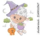 cartoon witch sheep with... | Shutterstock .eps vector #2160010567