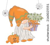 halloween gnome illustration... | Shutterstock .eps vector #2160025551