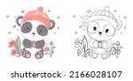 clipart panda multicolored and... | Shutterstock .eps vector #2166028107
