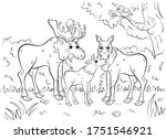 Cute Cartoon Moose Family...