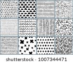 set of vector black white hand... | Shutterstock .eps vector #1007344471