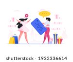 female seller talking and... | Shutterstock .eps vector #1932336614