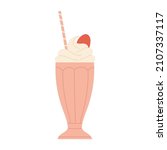 milkshake with whipped cream... | Shutterstock .eps vector #2107337117
