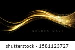 abstract shiny color gold wave... | Shutterstock .eps vector #1581123727