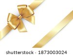 shiny gold satin ribbon on... | Shutterstock .eps vector #1873003024