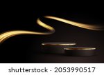 minimal black scene with golden ... | Shutterstock .eps vector #2053990517