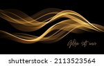 abstract gold waves. shiny... | Shutterstock .eps vector #2113523564