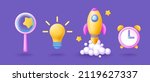 3d cartoon spaceship  loupe ... | Shutterstock .eps vector #2119627337