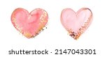 two pink hearts. watercolor... | Shutterstock .eps vector #2147043301