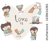 cute couple in love... | Shutterstock . vector #1638616381