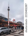 Small photo of Berlin, Germany - December 21, 2021: Berlin Television Tower or Berliner Fernsehturm at night. The iconic 368 metres tall structure was opened in 1969.