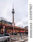 Small photo of Berlin, Germany - December 21, 2021: Berlin Television Tower or Berliner Fernsehturm at night. The iconic 368 metres tall structure was opened in 1969.