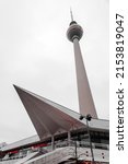 Small photo of Berlin, Germany - December 21, 2021: Berlin Television Tower or Berliner Fernsehturm at night. The iconic 368 metres tall structure was opened in 1969.