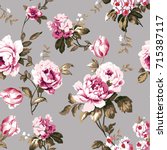 shabby chic vintage roses ... | Shutterstock .eps vector #715387117