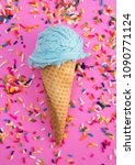 Blue Ice Cream And Sprinkles In ...