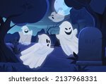 flying ghosts at night... | Shutterstock .eps vector #2137968331
