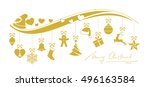 set of 12 christmas ornaments... | Shutterstock .eps vector #496163584