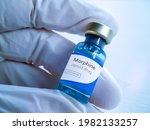 Small photo of Morphine medical bottle of pain medication of opiate family which acts on CNS and used for acute and chronic pain in myocardial infarction kidney stones and during labor