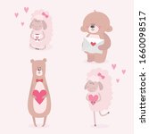cute animals set. st.valentine... | Shutterstock .eps vector #1660098517