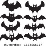 halloween set of bats in black  | Shutterstock .eps vector #1835666317
