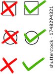 checkbox set with cross and... | Shutterstock .eps vector #1748294321