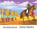 a knight riding a horse with... | Shutterstock .eps vector #2096738491